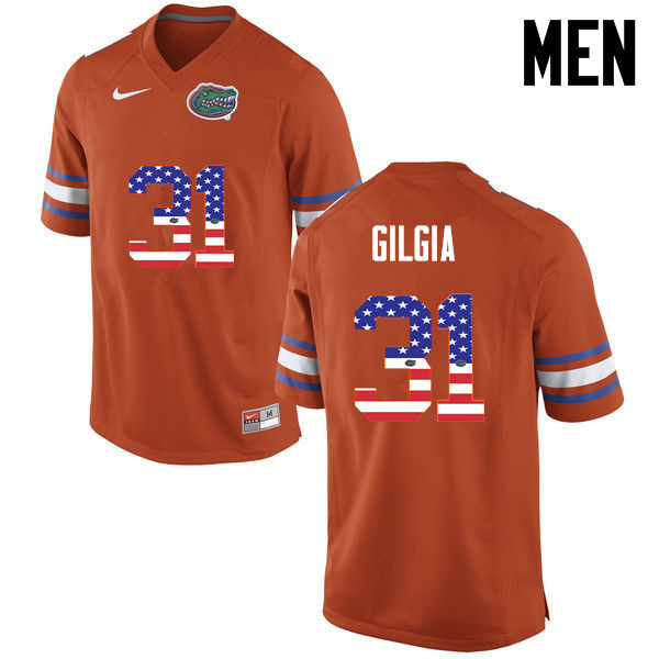 Men Florida Gators #31 Anthony Gigla College Football USA Flag Fashion Jerseys-Orange - Click Image to Close